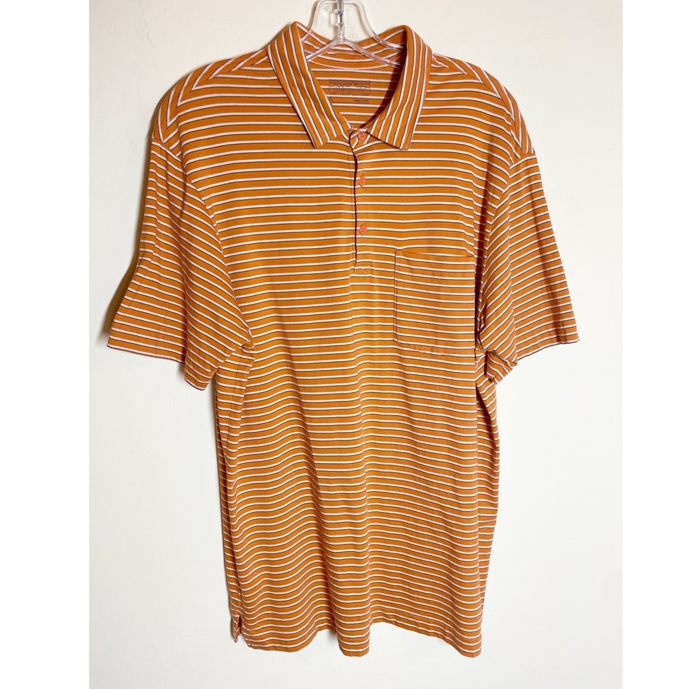 Patagonia Orange Striped Men's Short Sleeve Polo Shirt